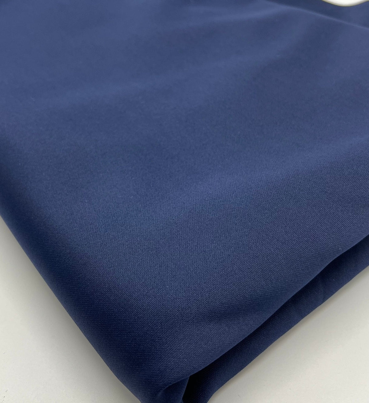 Navy Plain Scuba 4 Way Stretch Smooth Jersey Fabric