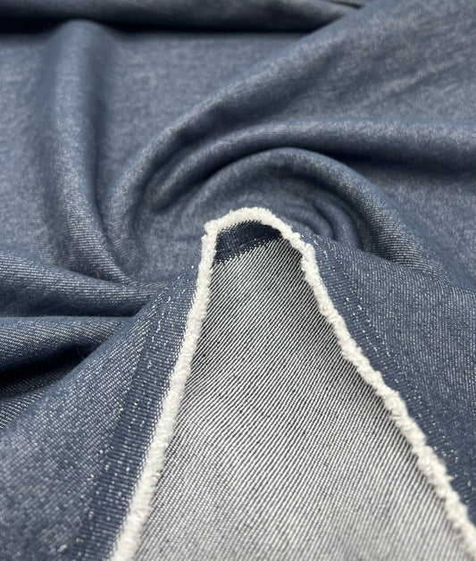 Navy Plain Washed Stretch Denim 280GSM