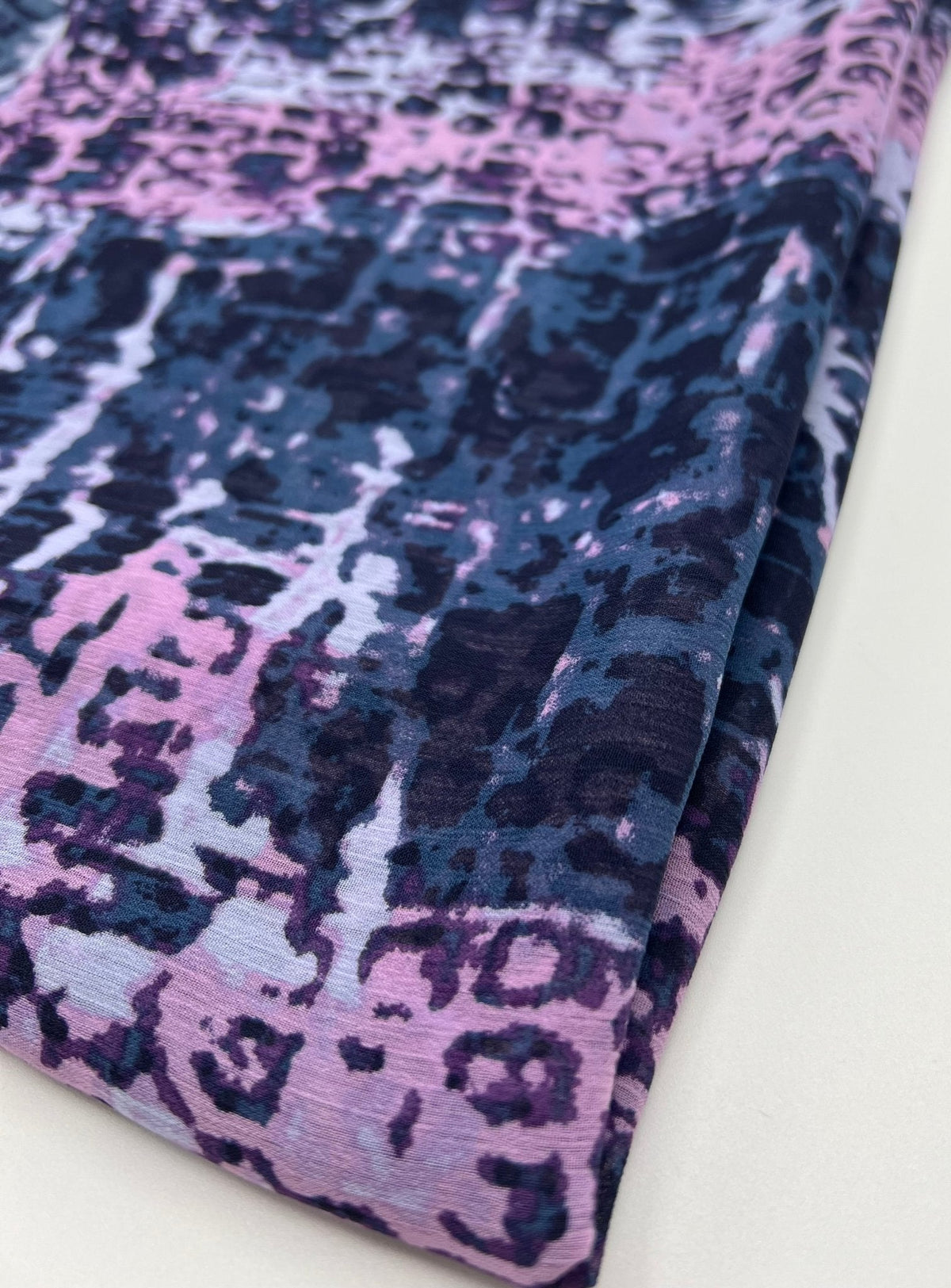 Navy Purple Pink Mix Printed Chiffon Dress Fabric