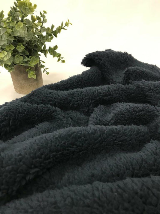 Navy Sherpa Fleece Fluffy Borg Faux Fur Fabric 60"