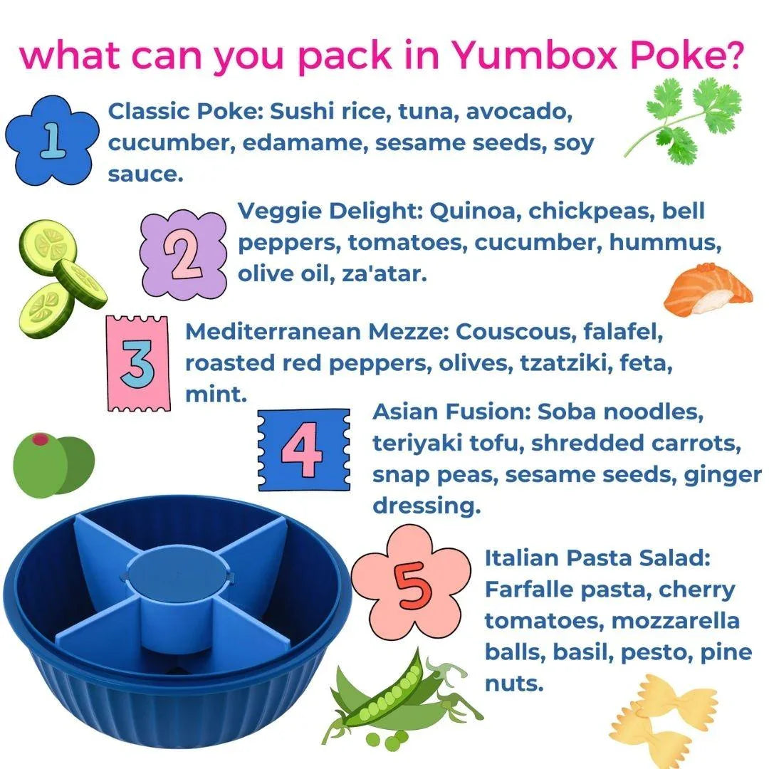 NEW! Yumbox Poke Bowl with 4 Compartment Divider - Various Colours