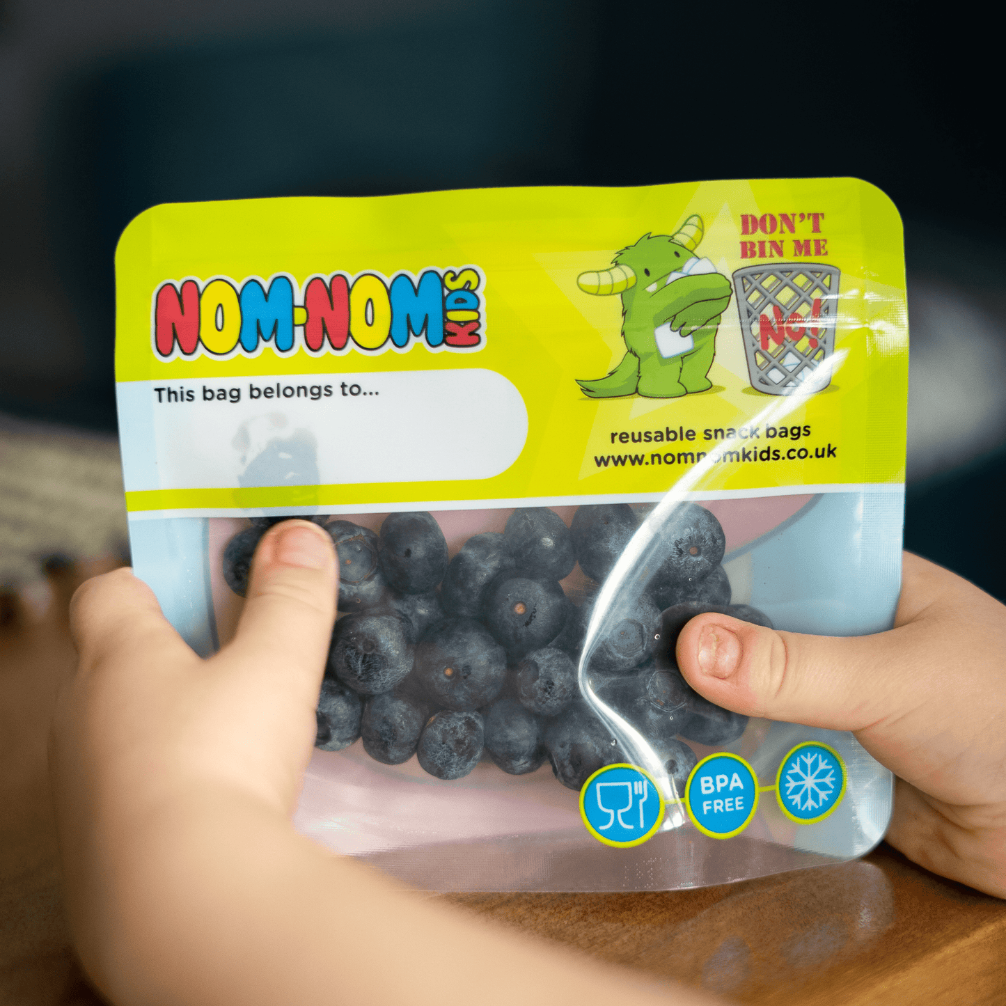 Nom Nom Kids Reusable Monster Snack Bags 4 Pack Stand Up Snack Pouches