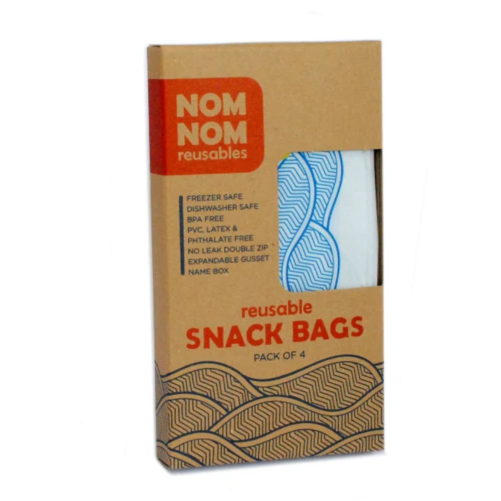 Nom Nom Reusable Snack Bags x 4 | Wave Design