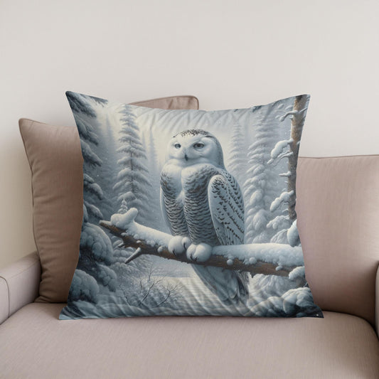 Winter Owl Solitude Cotton Cushion