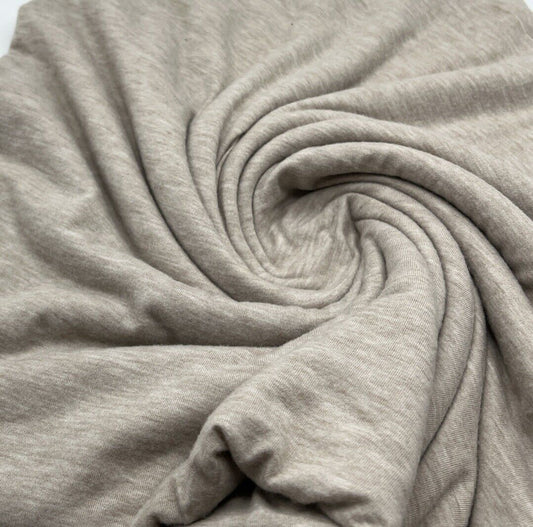 Oatmeal Melange Knit Stretch Fabric