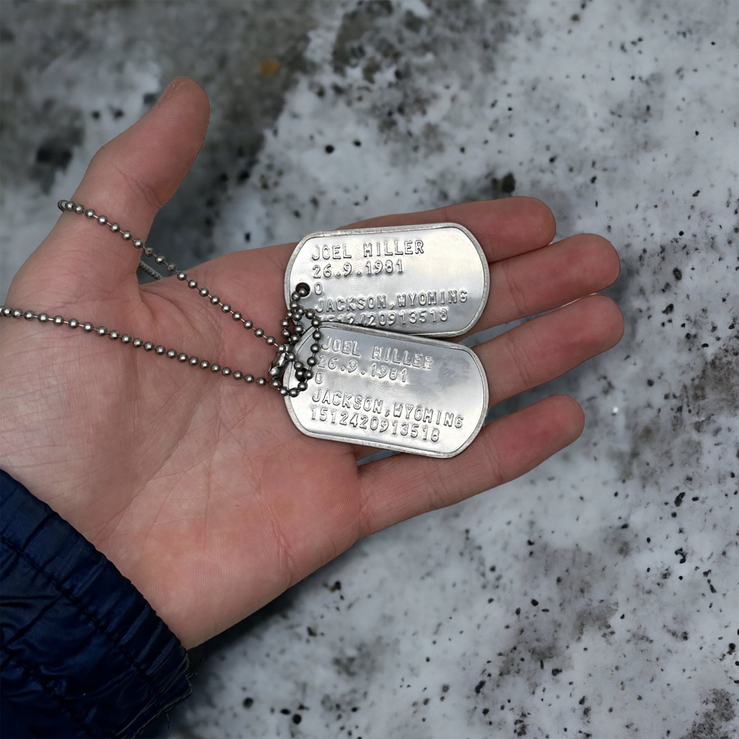 'OLD TIMER' Military Dog Tags - Cosplay Costume Prop Replica - Stainless Steel Chains Included