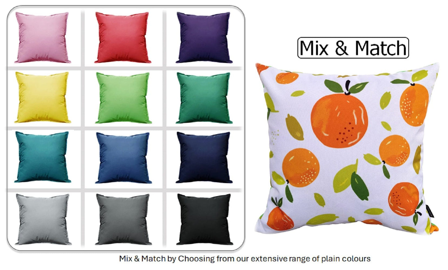 Summer Fruit Design Waterproof Outdoor Cushions for Patio Garden Bench Sofa Bed Durable Polyester Filled Comfort by OLIVIA ROCCO