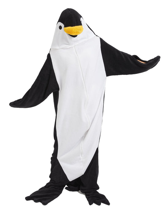OLIVIA ROCCO Oversized Penguin Wearable Blanket Hoodie Fleece With Sleeves One Size