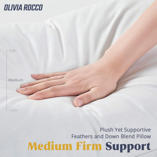 2 Pack Luxury Hotel Quality Duck Feather and Down Pillows Pair Hypoallergenic Premium Filling for Superior Comfort and Support by OLIVIA ROCCO
