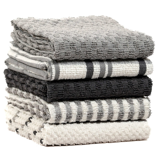 OLIVIA ROCCO 5 Pack Cotton Terry Kitchen Towels 45x65cm Super Absorbent Quick Drying