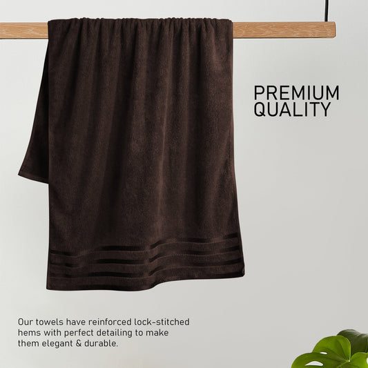 OLIVIA ROCCO Belmont Viscose Stripe Brown Towels 100% Cotton Hotel Quality Bath Towels