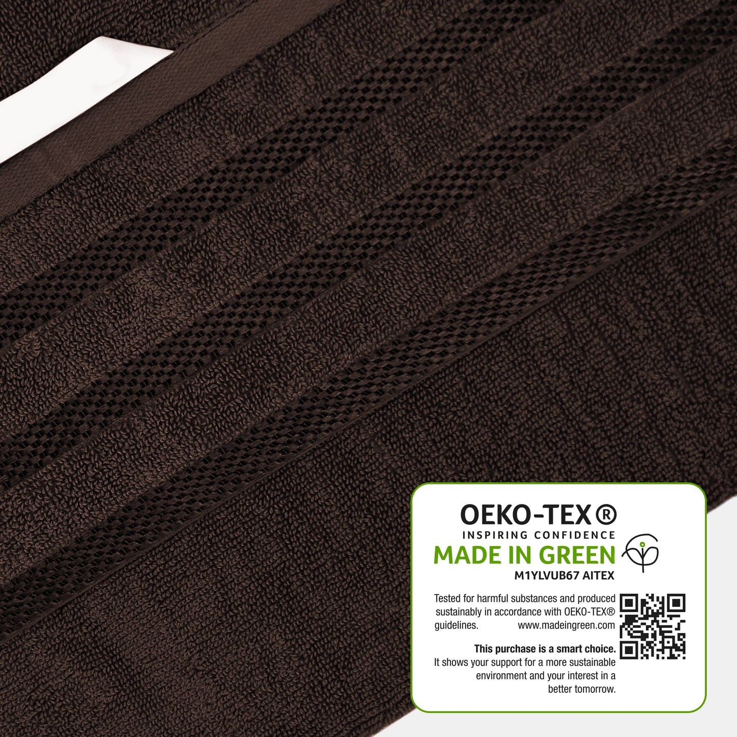 OLIVIA ROCCO Belmont Viscose Stripe Brown Towels 100% Cotton Hotel Quality Bath Towels