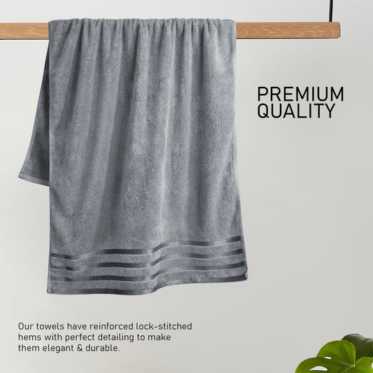 OLIVIA ROCCO Belmont Viscose Stripe Silver Towels 100% Cotton Quality Super Absorbent