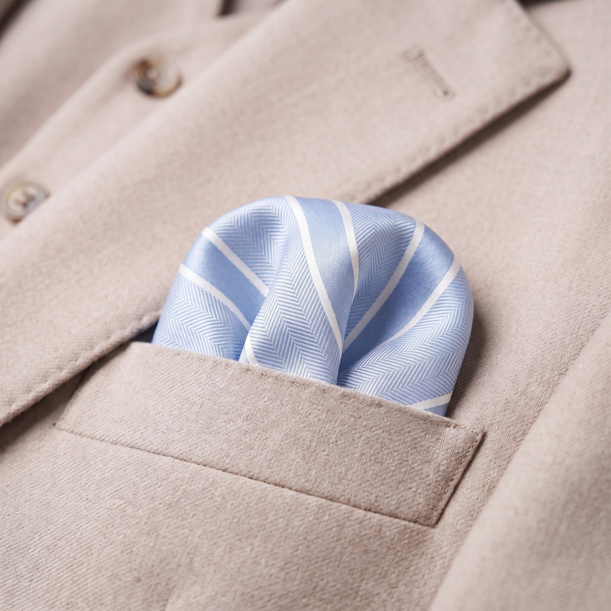 Light Blue & White Stripe Pocket Square - Charleston Edit