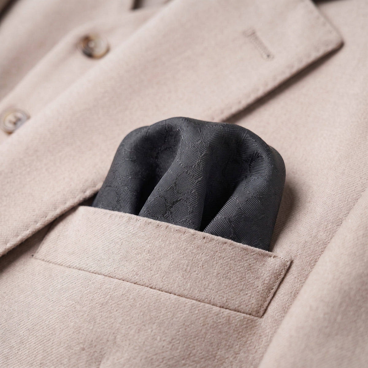 Black Noir Textured Pocket Square