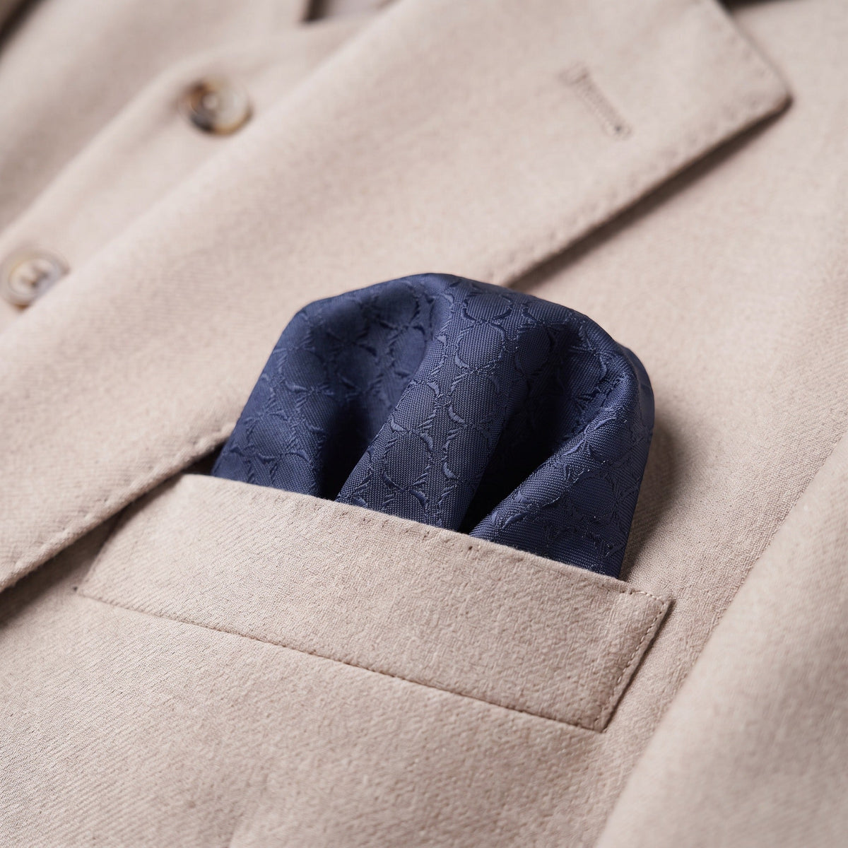 Navy Midnight Blue Textured Pocket Square