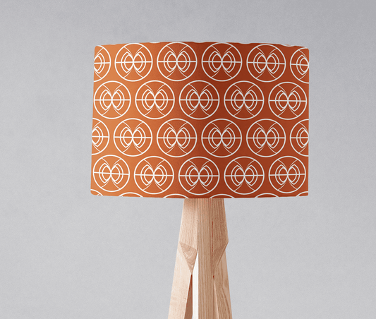 Orange and White Drum Lampshade, Geometric Semi-Circle Design Shade for Table, Floor or Ceiling Pendant Light