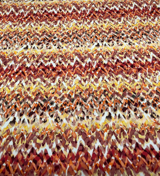 Orange Mix Print Soft Touch 4 Way Stretch Fabric