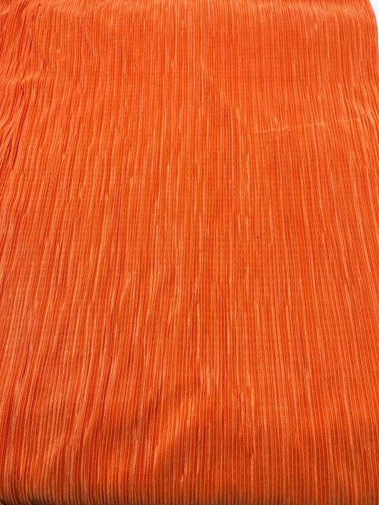 Orange Plisse Pleated 2 Way Stretch Fabric