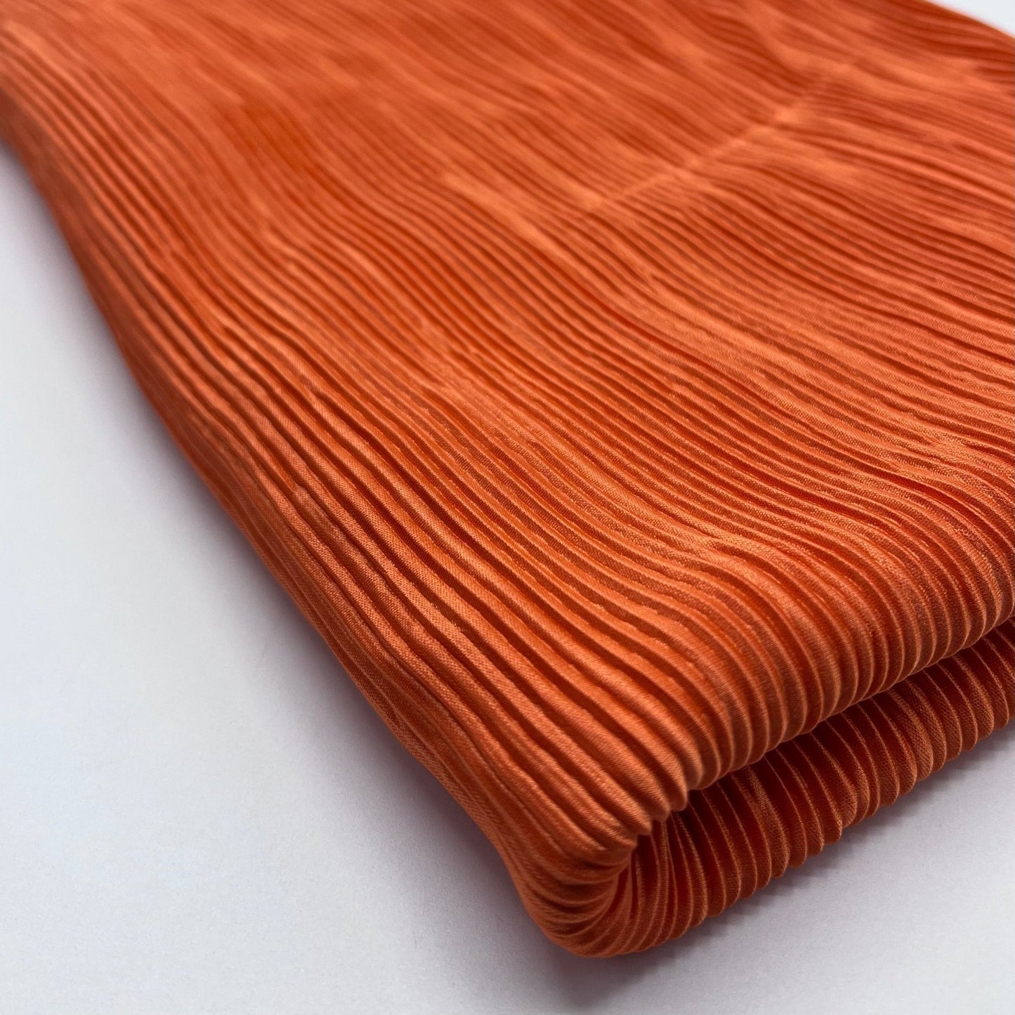 Orange Plisse Pleated 2 Way Stretch Fabric