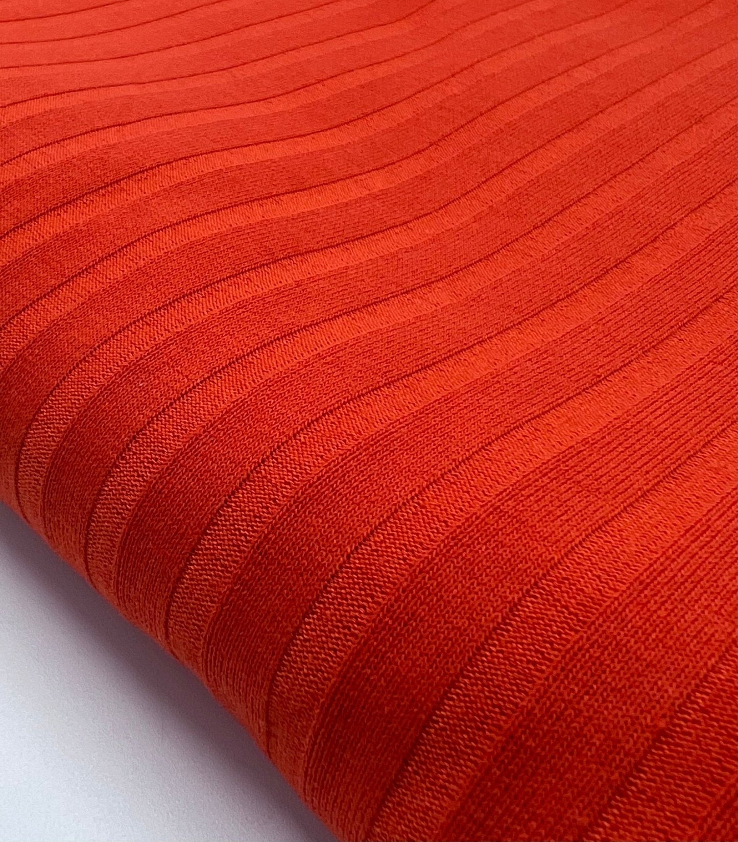 Orange Wide Rib Stretch Fabric