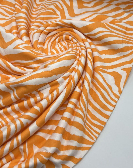 Orange Zebra Print Viscose Elastane Fabric