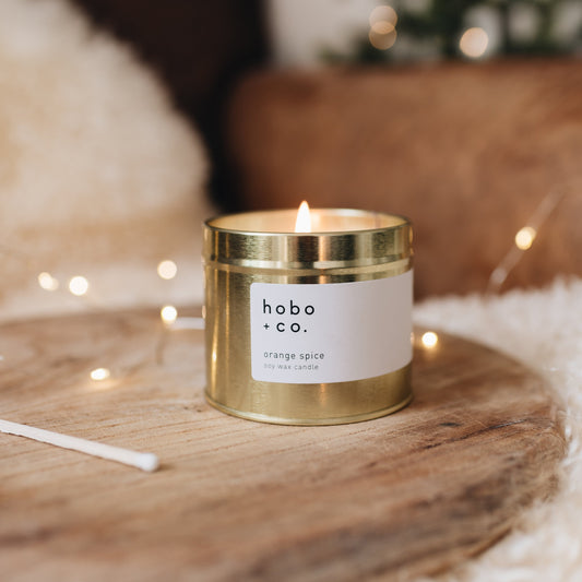 Large Gold Tin Orange Spice Candle