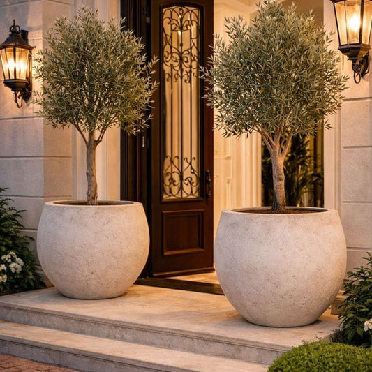 Orbello | Truffle – 70cm Extra Large Concrete Sphere Planter – 207L Round Plant Pot