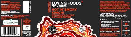 Organic Hot ‘n’ Smoky Kimchi – Unpasteurised Fermented Kimchi 475g Vegan