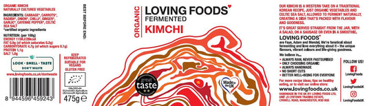 Organic Kimchi – Raw Unpasteurised Fermented Vegetables 475g Vegan