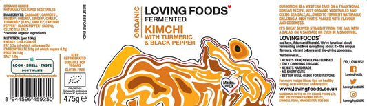 Organic Turmeric & Black Pepper Kimchi – Unpasteurised 475g Vegan