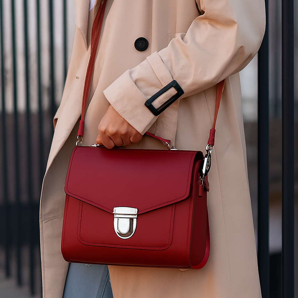 Handmade Leather Sugarcube Handbag - Oxblood