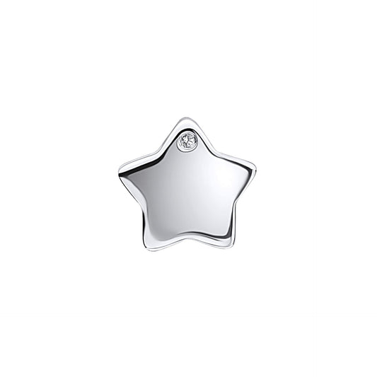 D For Diamond Pass-Through Star Pendant Charm with Diamond