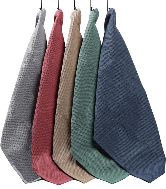 5 Pack Ultra Absorbent Waffle Kitchen Tea Towels High-Quality Soft Cotton Assorted Colours Durable for Home and Catering Use by OLIVIA ROCCO