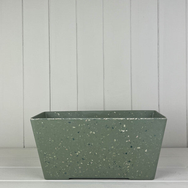 Earthy Sage Bamboo Terrazzo Windowsill Planter
