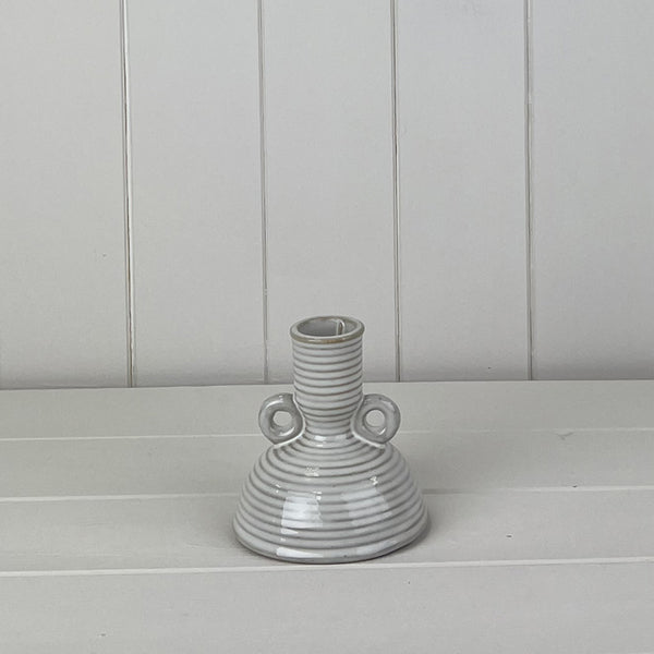 Glazed Ceramic Candle Holder with Textured Detail L9.8xD9.8xH10cm Weight-248g