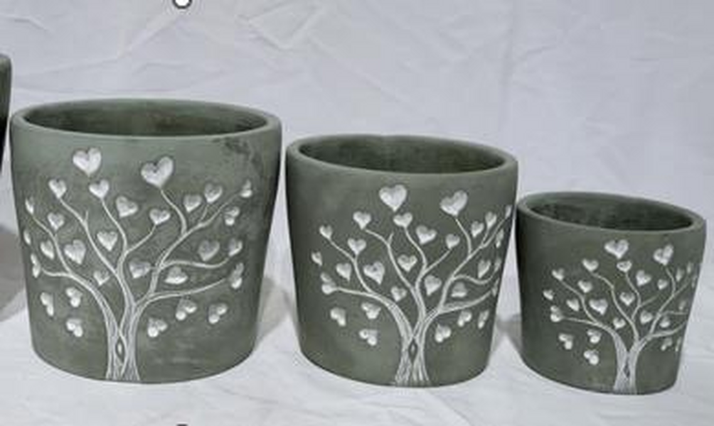 Grey Cement Love Tree Pot TD17cm