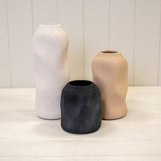 White Tall Sculptured Textured Vase 9.5cm x 9.5cm x 24cm