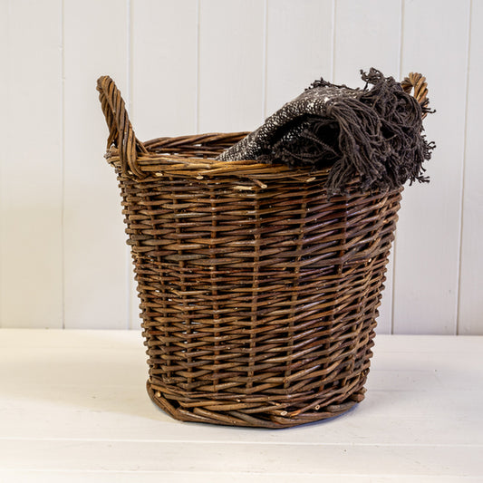 Round Log Basket with Ears TD32xH27/TH34.5xB23cm