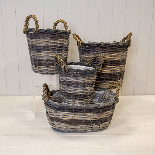 Peeled and Unpealed Split Willow Oval Basket With Ears