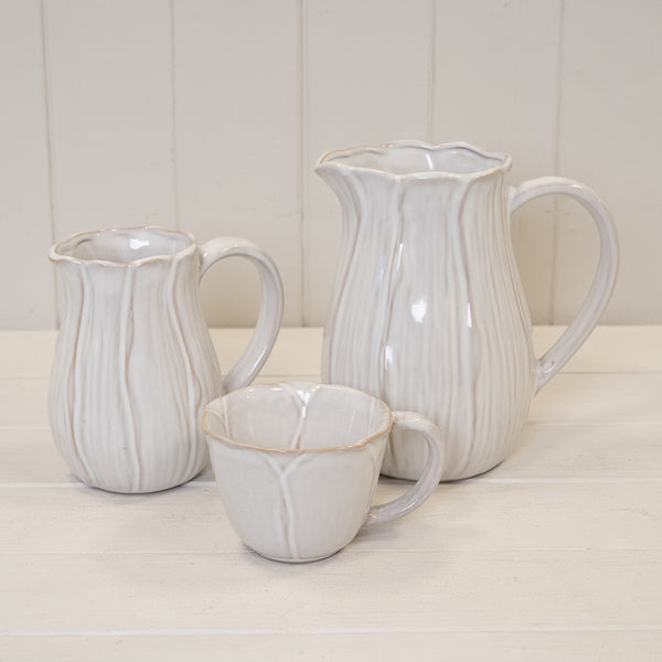 Natural Ceramic Jug with Petal Shape design Large