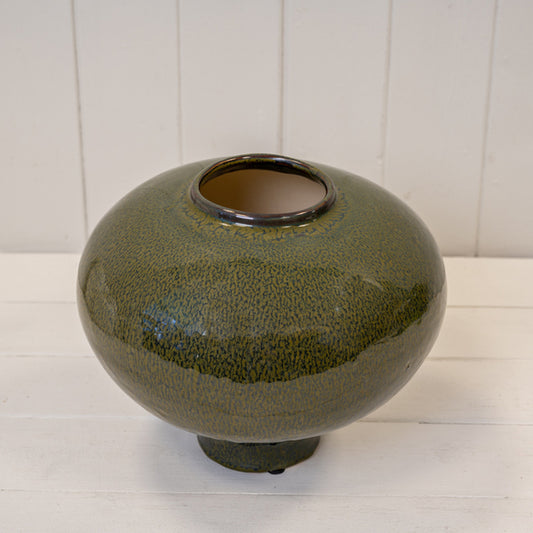 Green Ceramic Round Vase