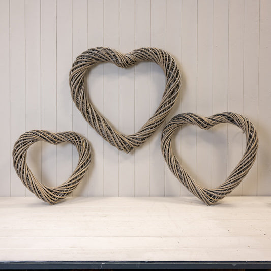 Grey Heart Thick Willow Wreath