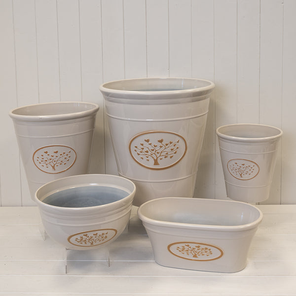 Cream Round Love Heart Tree Recycled Plastic Planter TD30cm