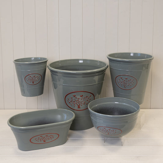 Grey Round Love Heart Tree Planter