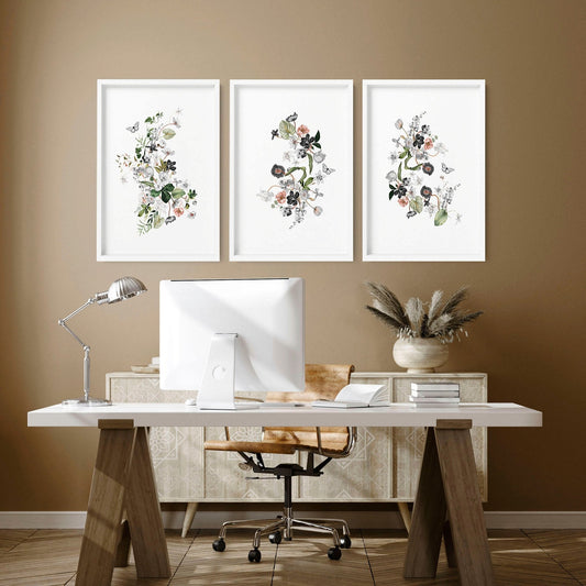 Paintings for home office | set of 3 wall art prints