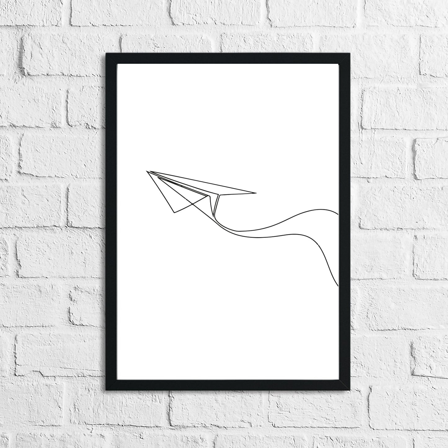 Simple Paper Plane Line Work Bedroom Wall Decor Print