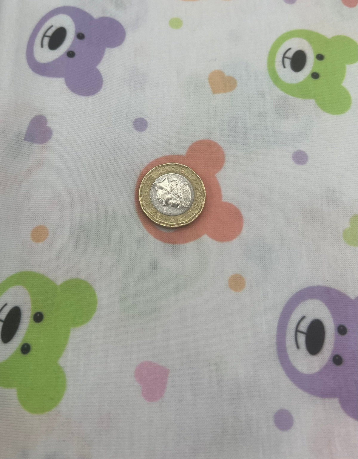 Pastel Colour Bear Faces Print Spun Poly Stretch Fabric