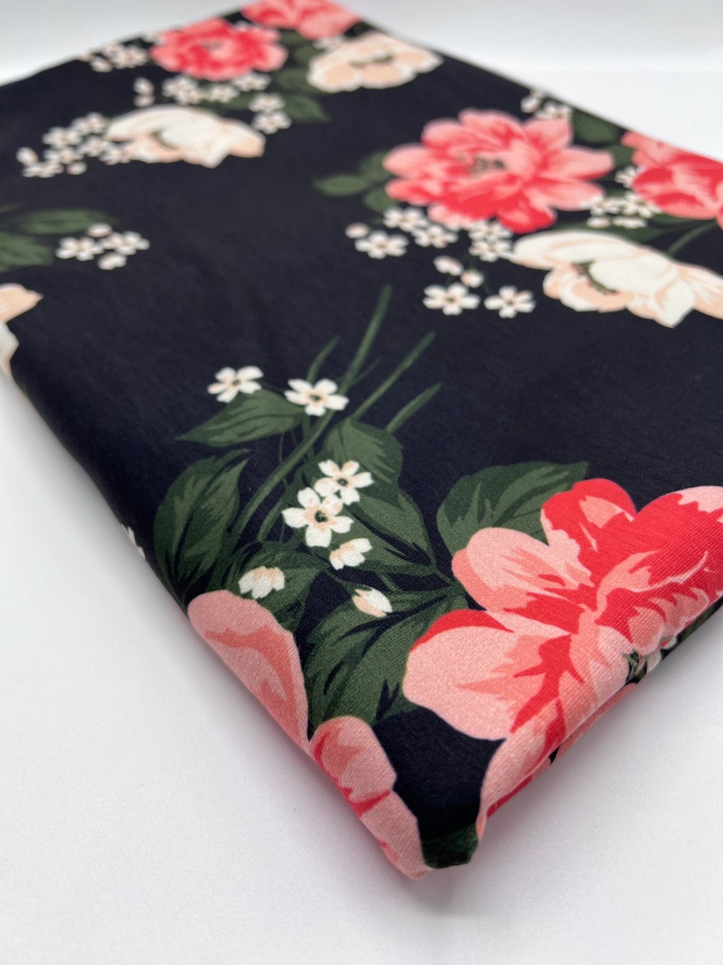 Peach Nude Floral Print Viscose Elastane 4 Way Stretch Fabric