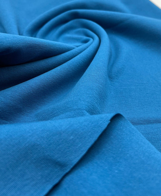 Peacock Blue Cotton Stretch Jersey 240 GSM 92/8 Lycra 4 Way Stretch